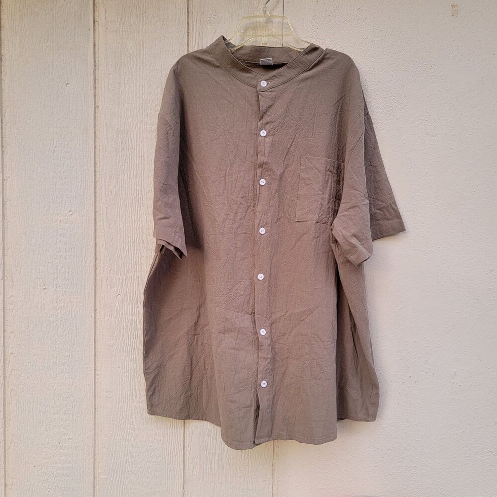 Mens linen blend button down shirt green sz 3X